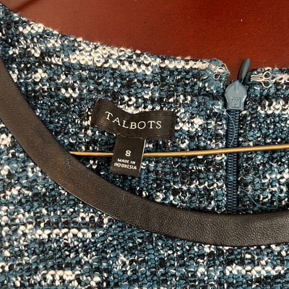 Talbots black/teal/white tweed dress - Picture 4 of 5